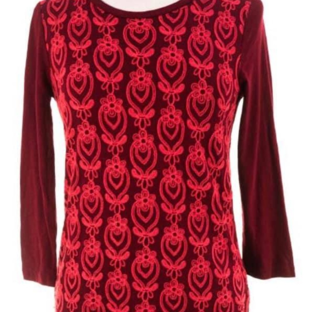 J. Crew Red Pattern Top